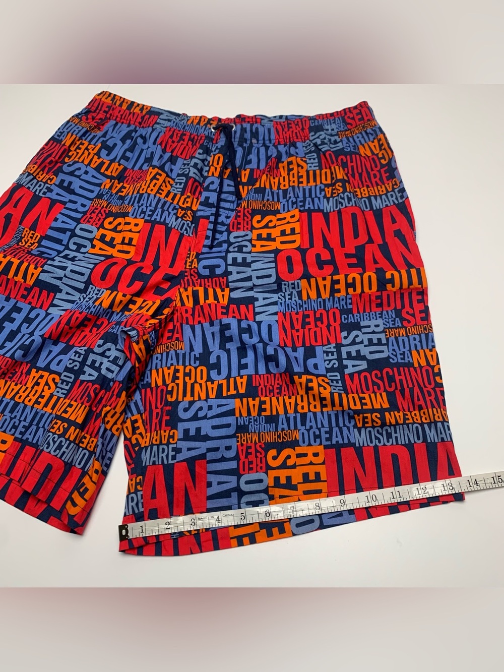 Moschino Mare Swim Trunks Lined Bathing Suit Bermuda Shorts Mens Size 54 - Picture 8 of 11